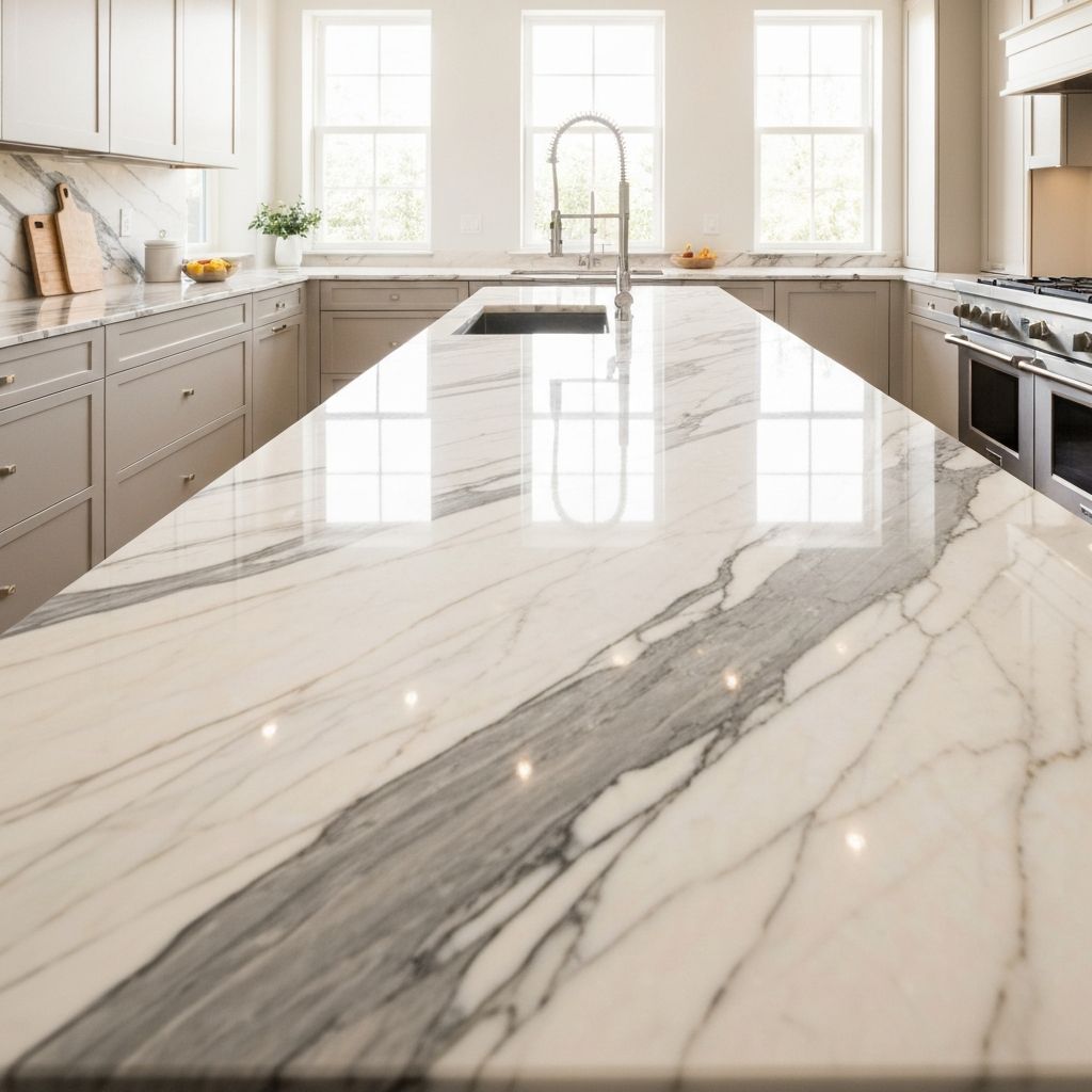 Çağdaş mermer mutfak yüzeyi