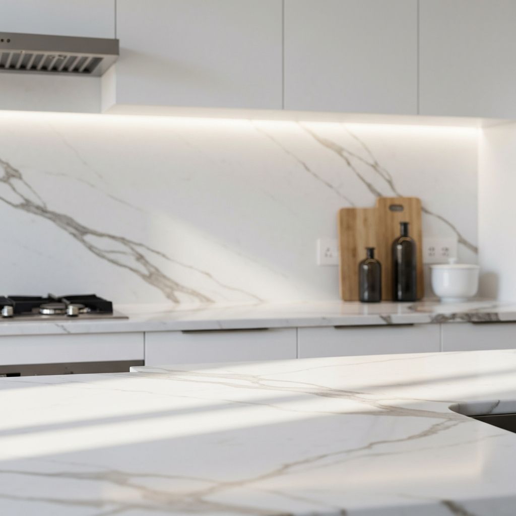 Şık mermer mutfak tezgahı detayı